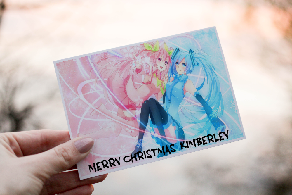 Anime Christmas Card, Personalized Card for Christmas